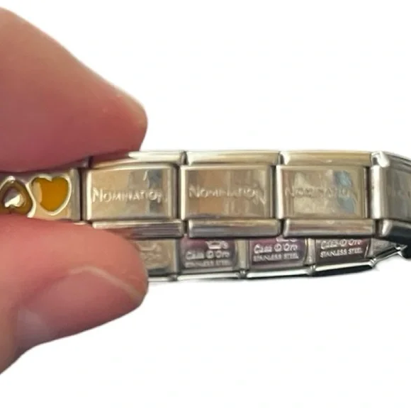 NOMINATION & CASA D’ORO Italian Stainless Steel Hearts Link Charm Bracelet Italy - Picture 4 of 7